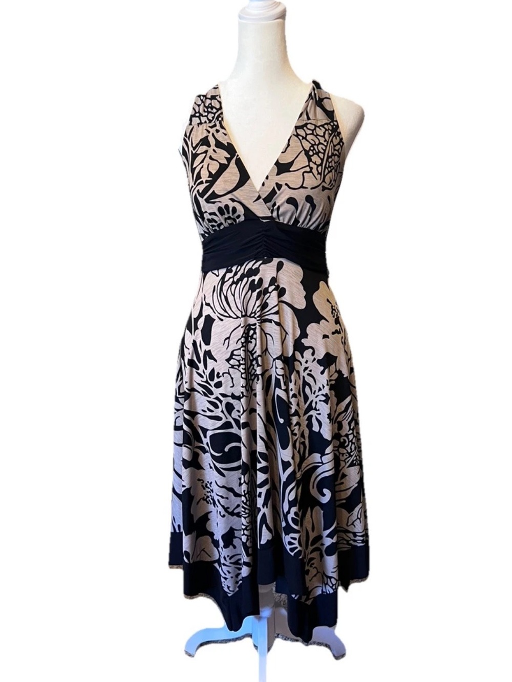 Y2K Kisses & Hugs Whimsy Fairy Babydoll Floral Halter Flowy Midi Dress Boho Sz L